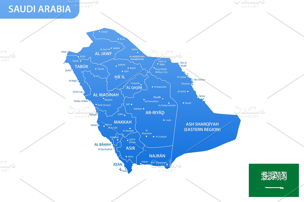 Detailed map of Saudi Arabia, an Illustration by Vector Shop (Photo 3 of 5)