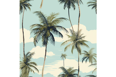 Palm trees seamless pattern art, an Animal Illustration by Ylivdesign