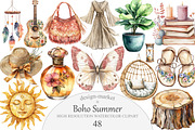 Watercolor Boho Summer Clipart, an Illustration by Design Market (Thumbnail 1 of 5)