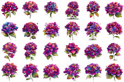 Watercolor Hydrangea Clipart, an Illustration by designcity5 (Thumbnail 2 of 5)