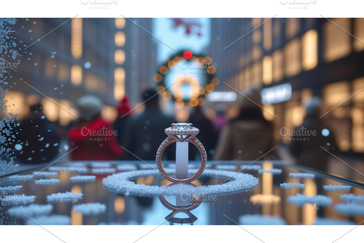 Diamond engagement ring on a frosty, an Illustration by tilialucida