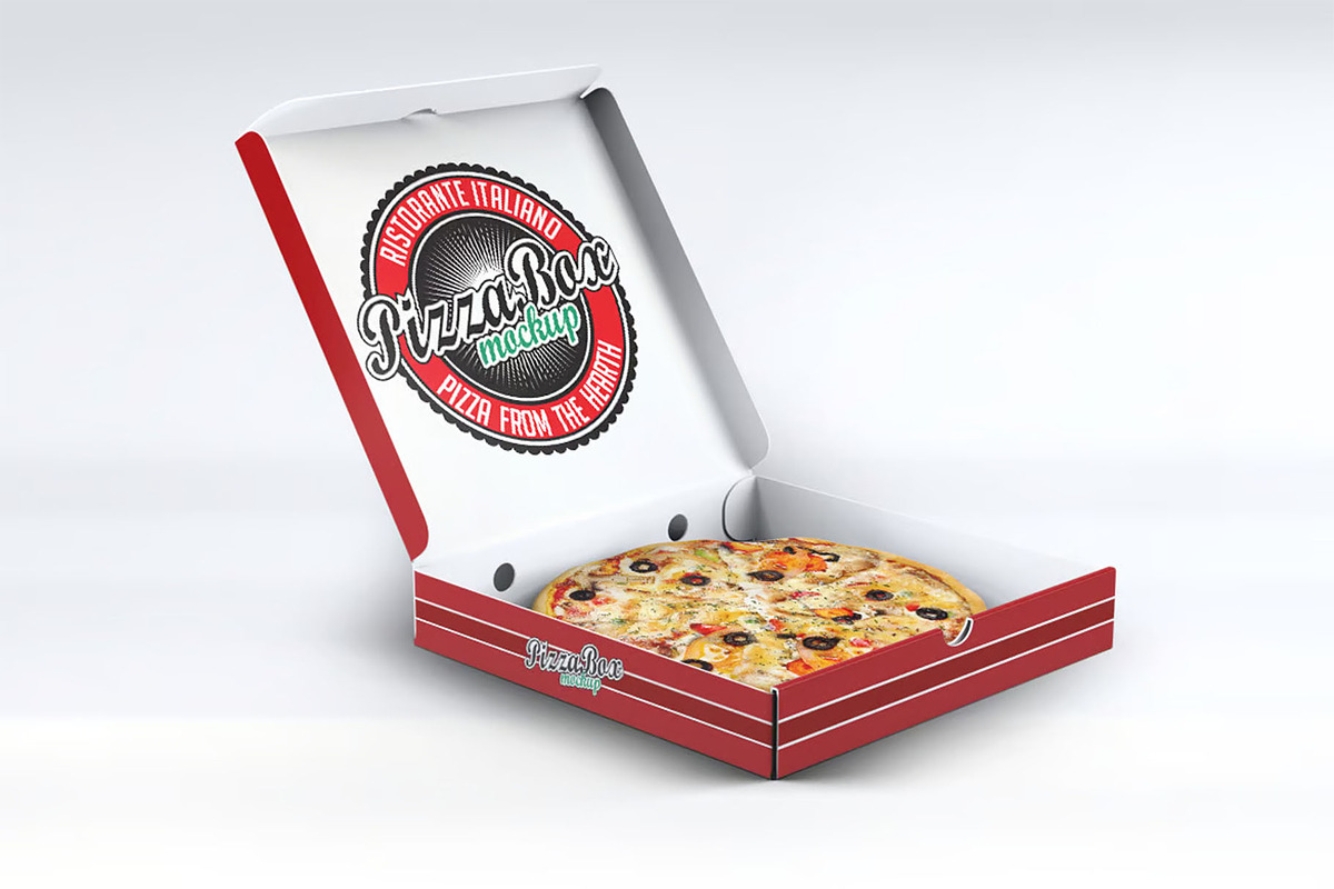 Pizza Box Mock-Up, a Packaging Mockup by DesignRushMarket (Photo 4 of 6)