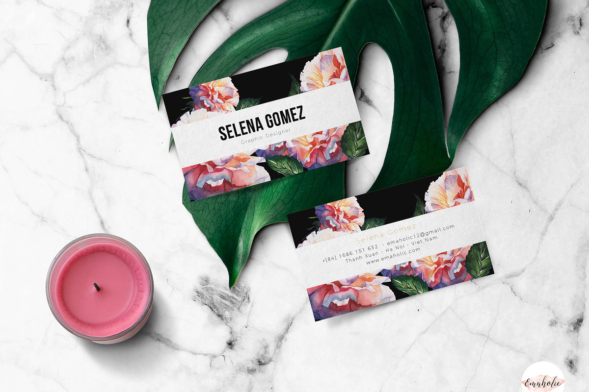 Florals Business Card Template, a Business Card Template by Emaholic Template (Photo 4 of 4)