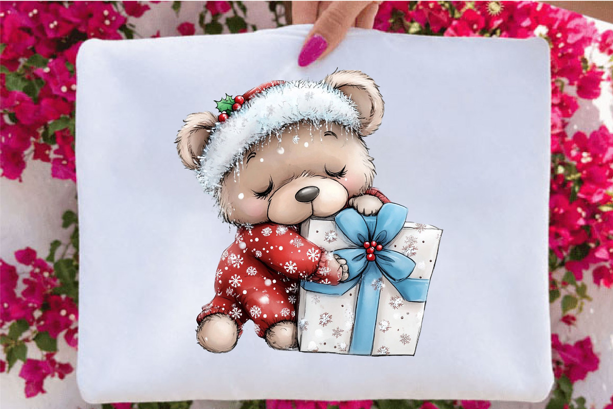 Whimsical Christmas Teddy Bear, a Seasonal Illustration by SVGArt (Photo 4 of 5)