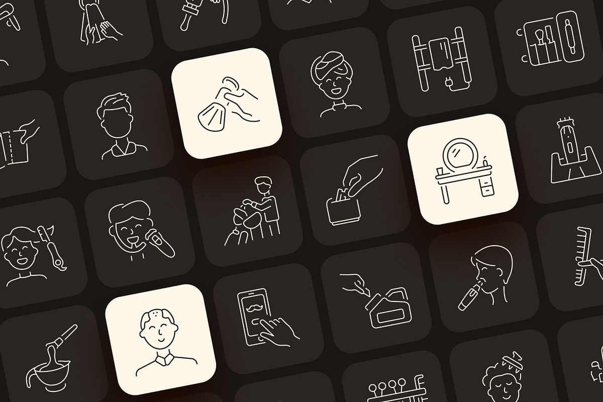 Barber Icon Art Set, an Outline Icon by Prosymbols (Photo 5 of 7)