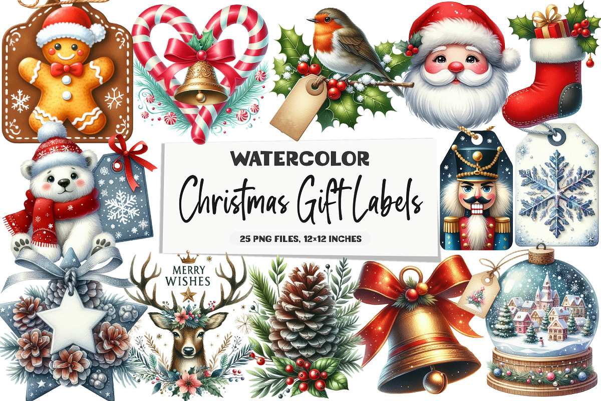 Christmas Gift Labels Sublimation, an Illustration by DreamArtGraphic (Photo 1 of 5)