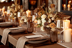 Elegant Candlelit Dinner Table, a Holiday Photo by Ocean Digital Art