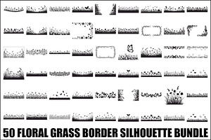 Floral Grass Border Silhouette Bundl, an Illustration by Amazin_art