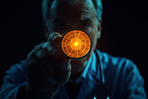 Cardiologist examines heart health, a Photo by Pavel_design