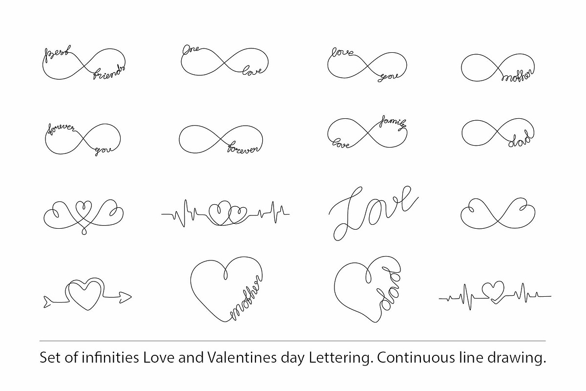 Set of Infinities Love and Lettering, a Decorative Illustration by Anastasiia_Dzhioeva (Photo 1 of 4)
