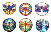 Round Dragonfly Stained Glass Clipar, an Illustration by CreationArt (Thumbnail 5 of 5)
