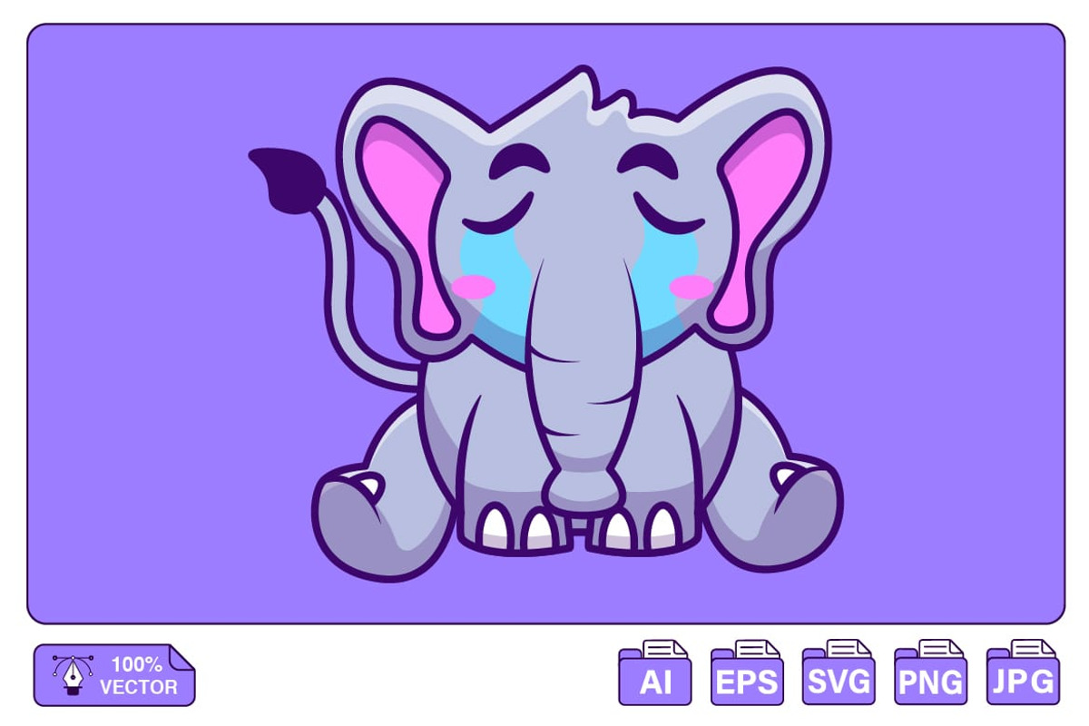 Cute Elephant Crying Cartoon Vector, an Animal Illustration by Artstorystudio (Photo 1 of 3)