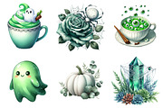 Green & White Halloween Clipart, an Illustration by Pixels.Craft (Thumbnail 4 of 8)