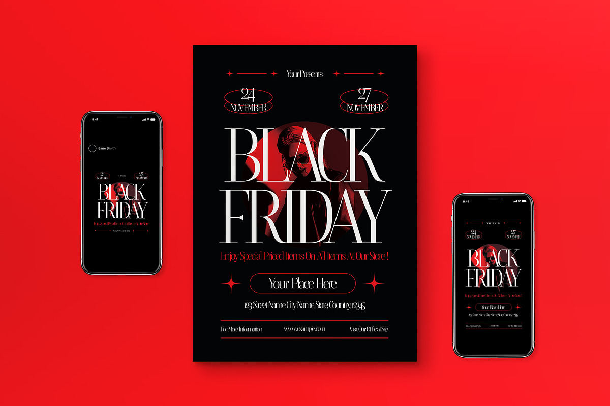 Gothic Style Black Friday Flyer Set, a Flyer Template by graphicook