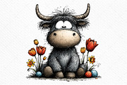 Whimsical Easter Highland Cow PNG, an Illustration by Craft Nest (Thumbnail 10 of 11)