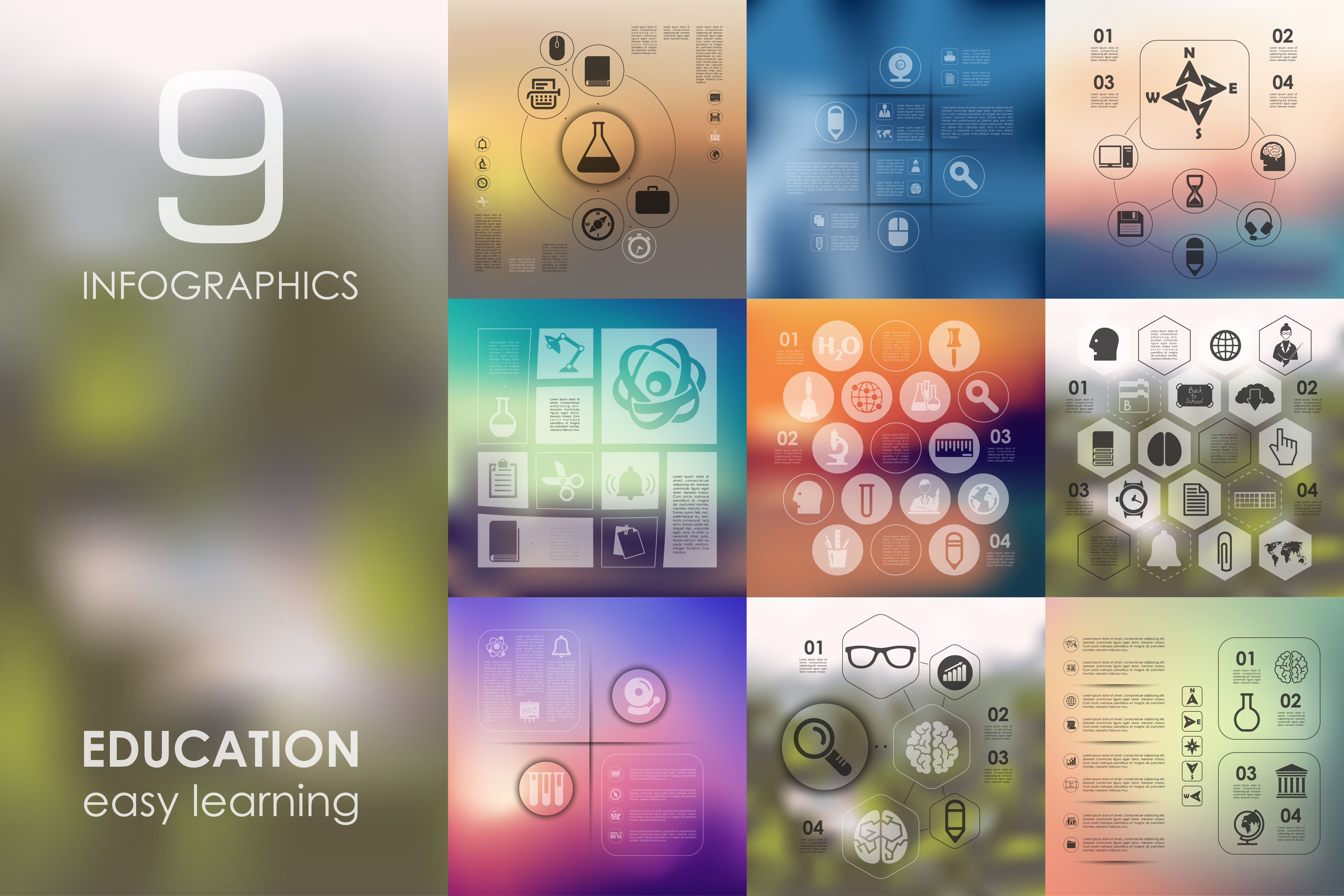 9 education infographics, a Presentation Template by Palau