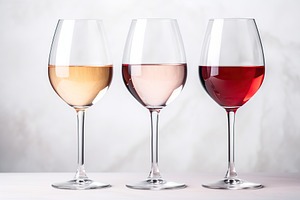 Different wine in glasses on white background, a Food & Drink Photo by AlyaAnd