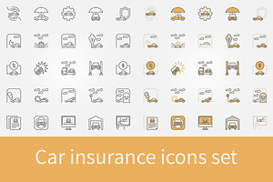 Car Insurance Icons Set