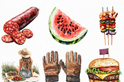 Watercolor Bbq Barbecue Clipart, an Illustration by Craft Nest (Thumbnail 5 of 6)