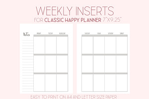 Weekly Planner Inserts 7x9.25