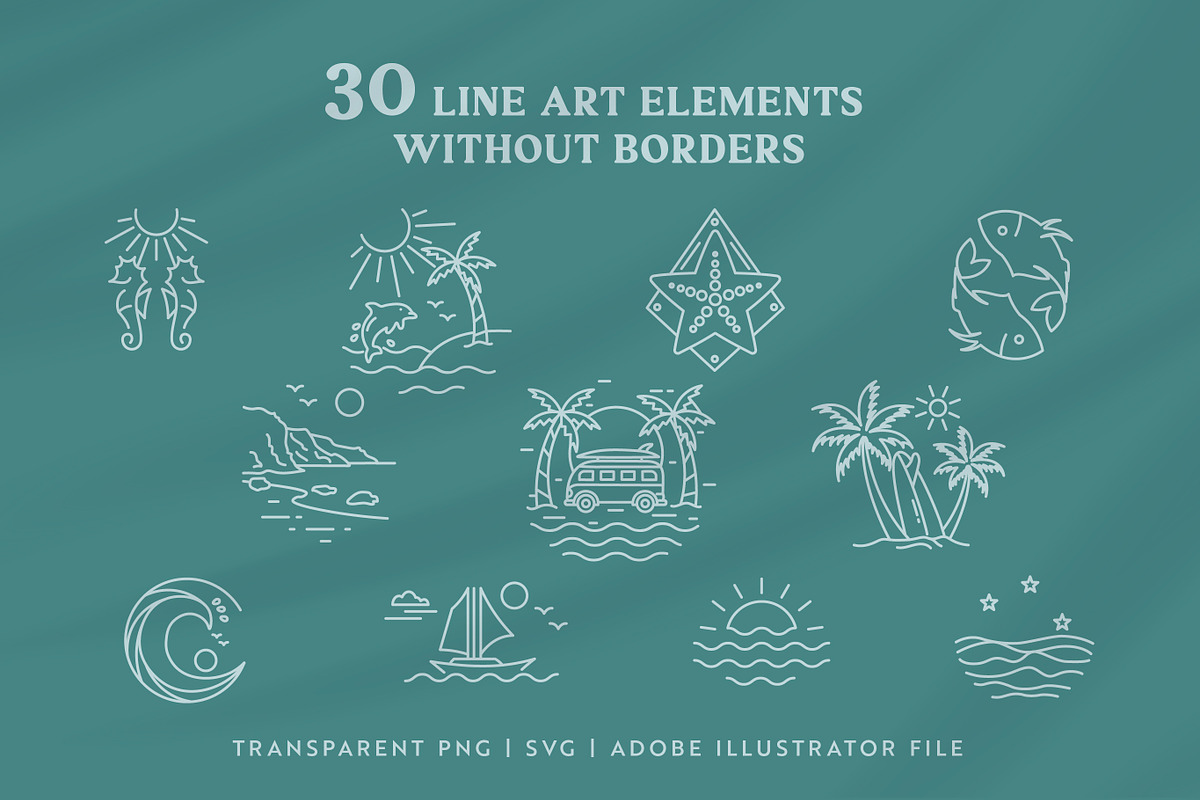 Coastal Line Art Logo Bundle, a Branding & Logo Template by Ellen Carty Design (Photo 4 of 11)