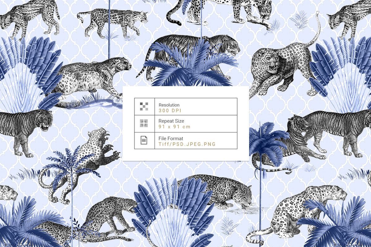 Indigo Safari Luxury Print Designs, a Pattern Graphic by TSTUDIO (Photo 2 of 11)