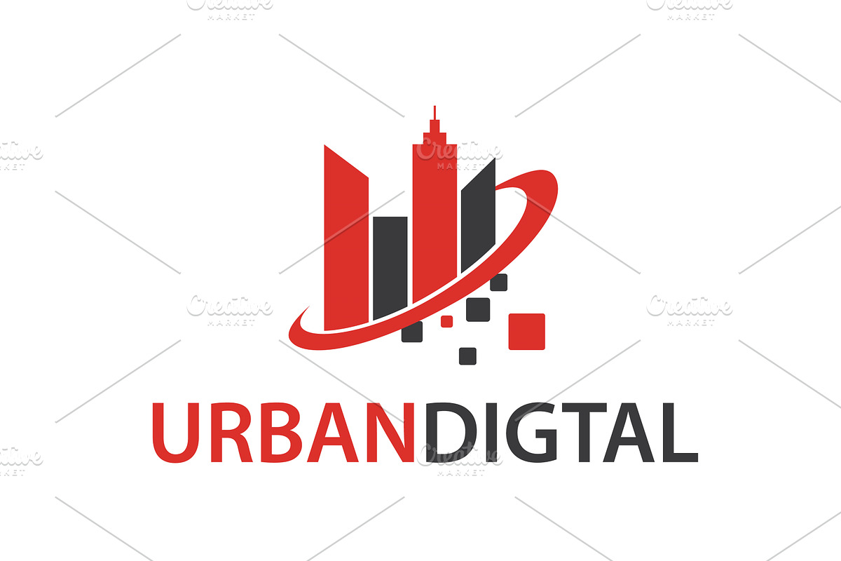 Urban buildings with digital shape, an Object Illustration by LogosDen