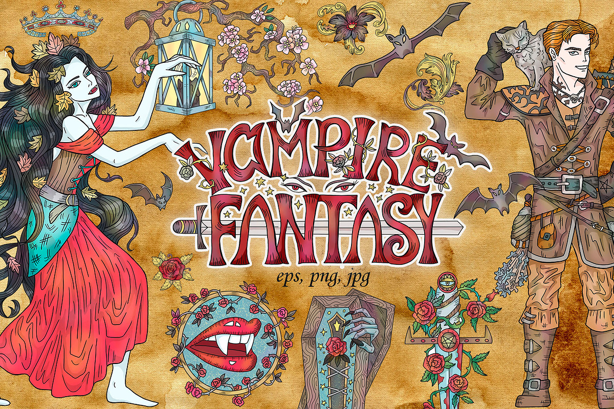 Vampire Fantasy Set, a Decorative Illustration by Samiramay (Photo 1 of 6)
