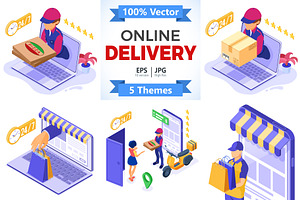 Online Internet Shopping Delivery, a Food Illustration by TAlex