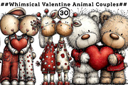 Whimsical Valentine Animal Couples, an Illustration by CreationArt (Thumbnail 1 of 6)