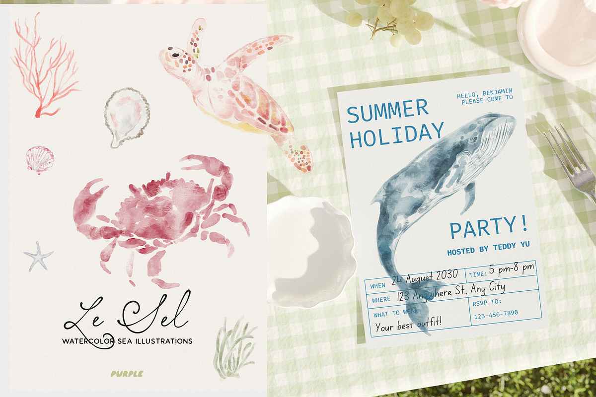 Le Sel: Watercolor Sea Illustrations, a Decorative Illustration by Purple (Photo 2 of 12)
