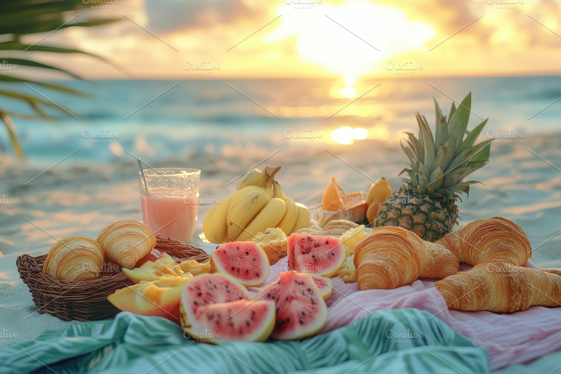 Beautiful beach picnic spread, a Photo by Pavel_design
