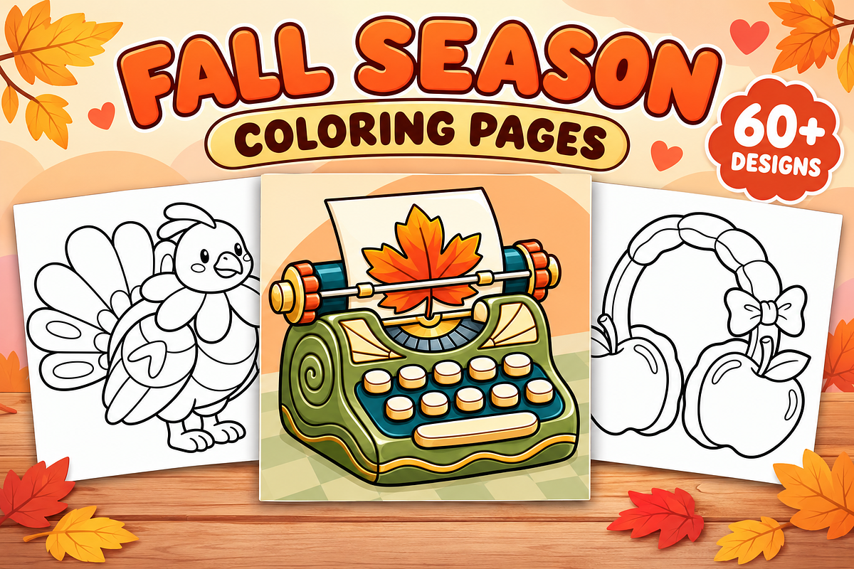 Fall Season Coloring Pages Vol. 1, a Seasonal Illustration by Inkivelle Studio (Photo 1 of 3)