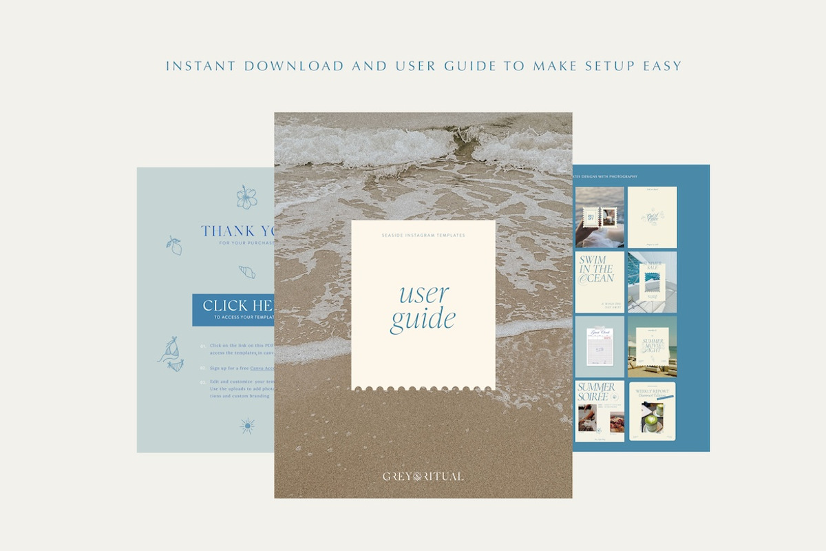 Coastal Instagram Canva Templates, a Social Media Template by Grey Ritual Studio (Photo 10 of 11)