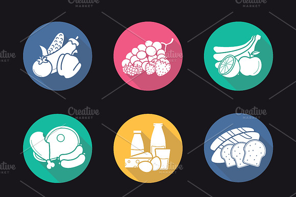 Food Categories Icons. Vector