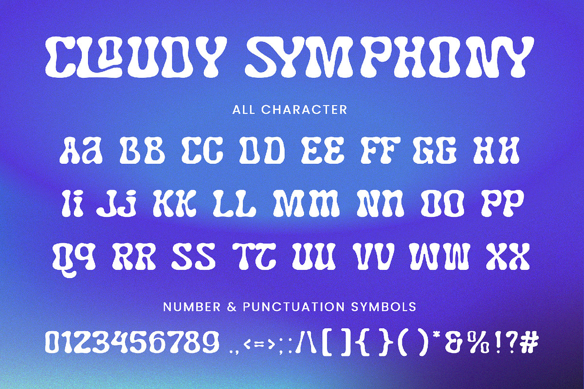 Cloudy Symphony - Psychedelic Font, a Script Font by AQR Studio (Photo 8 of 9)