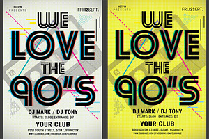 90s Retro Party Flyer Template, a Flyer Template by Hotpin