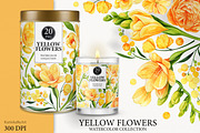 Watercolor Yellow flowers wildflower, an Object Graphic by KarinkaBU (Thumbnail 3 of 7)