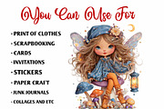 Whimsical Halloween Girl Clipart, a Seasonal Illustration by fashionaddict (Thumbnail 6 of 7)