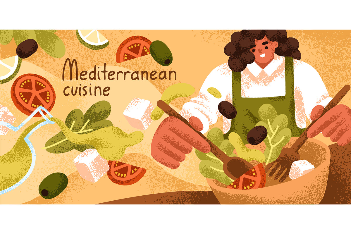 Mediterranean cuisine, food banners, a Food Illustration by Good Studio (Photo 3 of 7)