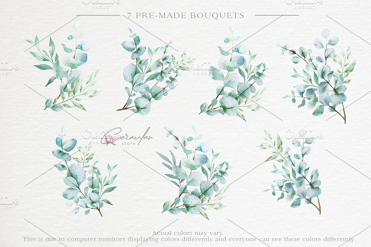 EUCALYPTUS WATERCOLOR COLLECTION, an Illustration by CaraulanStore (Photo 4 of 11)