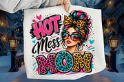 Hot Mess Mom Leopard Messy Bun Shirt, a Seasonal Illustration by Canvas Craft (Thumbnail 1 of 6)