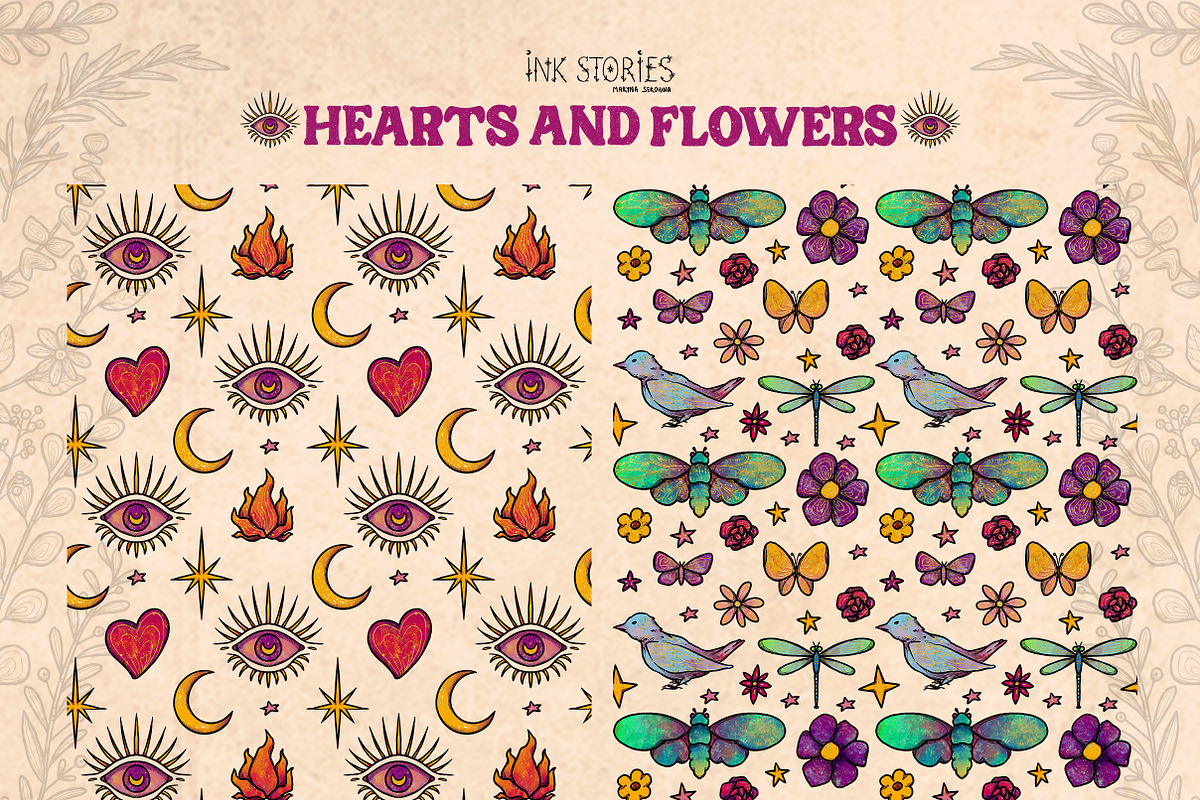 Hearts and Flowers Boho Vintage Set, a Decorative Illustration by Ink Stories (Photo 14 of 24)