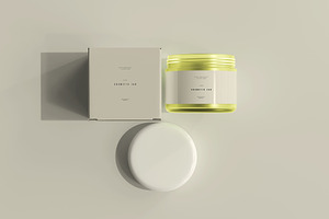 Glass Cosmetic Jar And Box Mockup