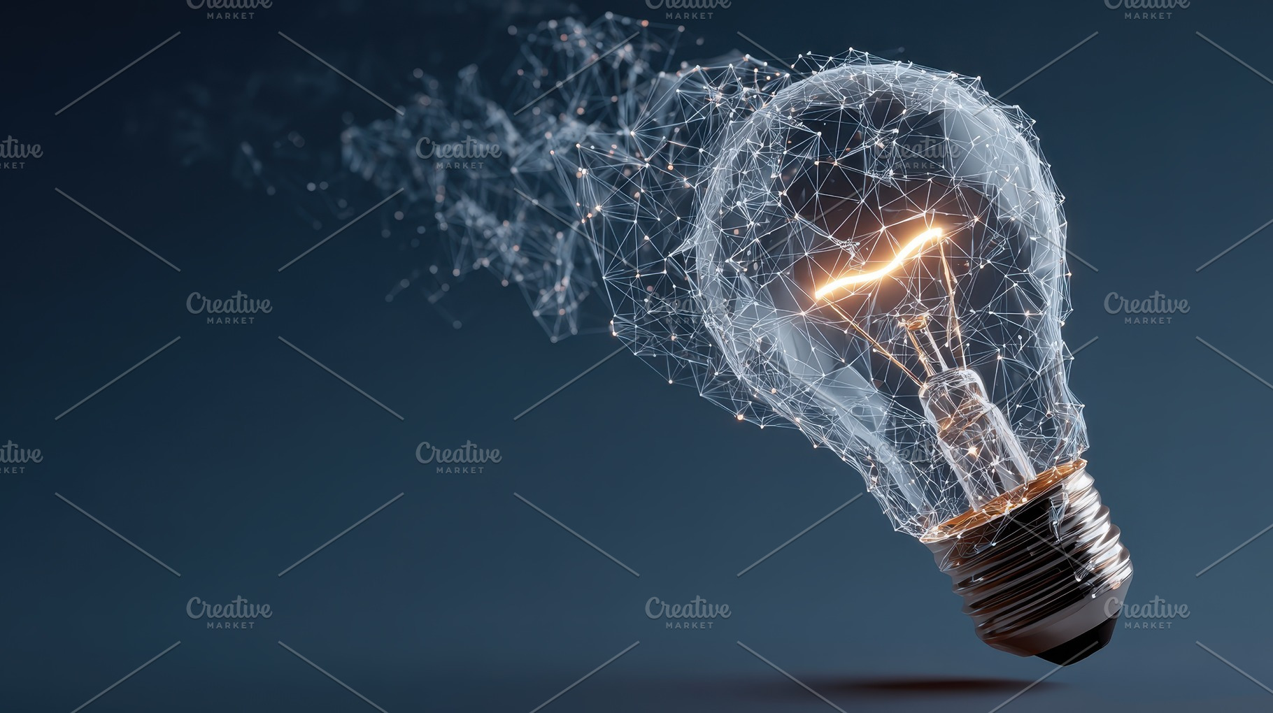 Glowing Lightbulb Innovation Network, a Photo by Pixeness Studio