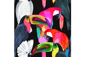 Seamless Print With Parrots