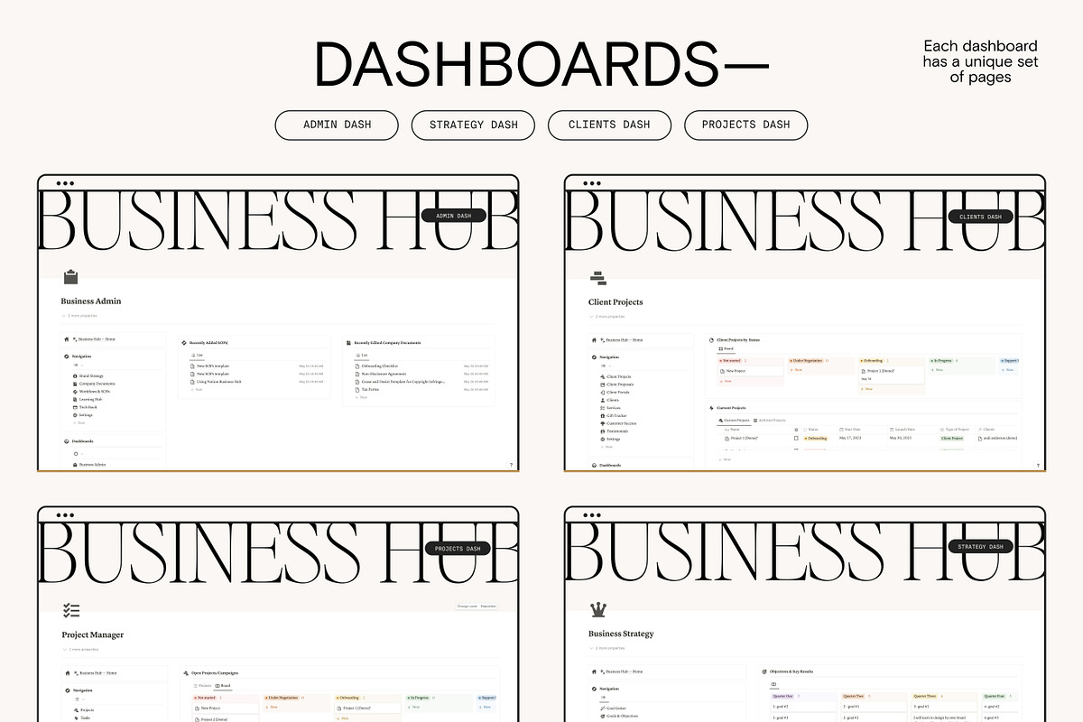All-in-One Notion Biz Hub - Solo, a Templates & Theme by 89 Golden Blvd (Photo 4 of 7)