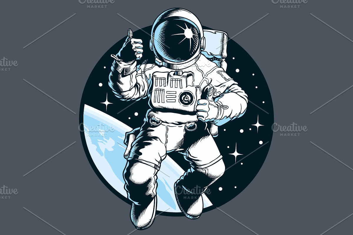 Astronaut in outer space, vector, an Illustration by Ledokolua (Photo 1 of 2)