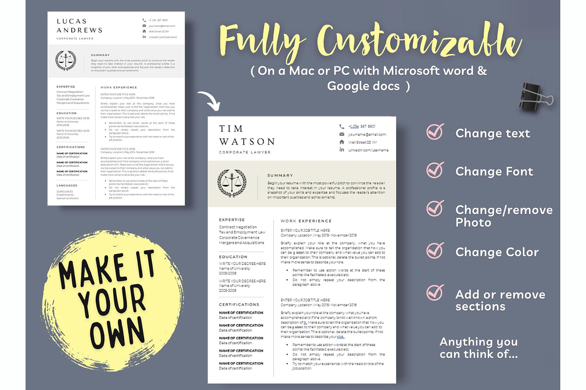Paralegal resume template for lawyer, a Resume Template by Climbwithelevator (Photo 4 of 6)