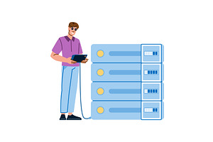 System administrator connecting, a Technology Illustration by pikepicture